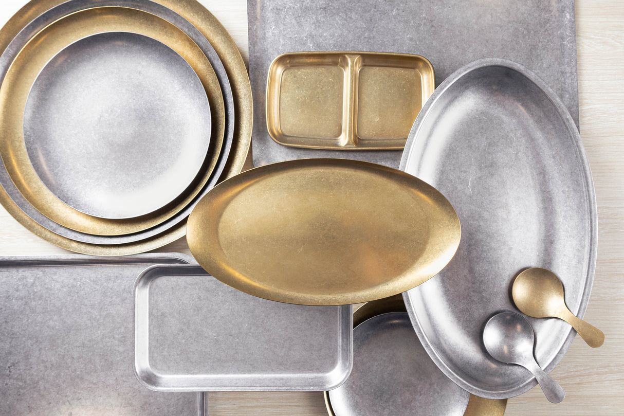 76017-G - Moda Vintage Gold Stainless Steel Round Coupe Plate- 170mm Ø