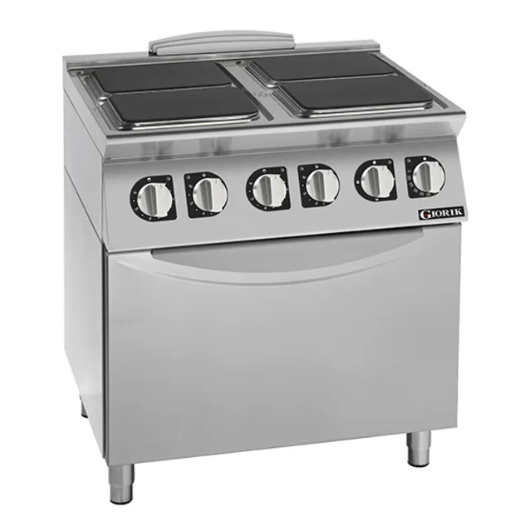 Giorik CE94QET 900 Series 4x Square Hot Plates Electric Range on Electric Oven On Open Base Standard Electric Oven