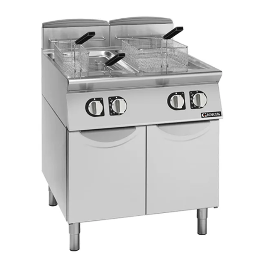 Giorik FE9221T 900 Series 800mm Wide On Enclosed Base Electric Double Pan 21L + 21L Fryer Electric Fryer