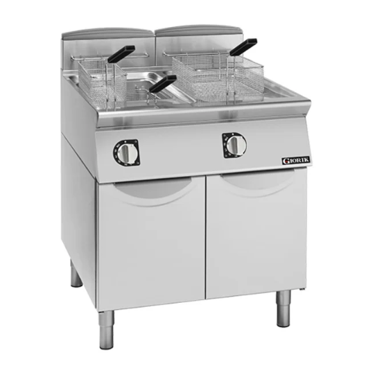 Giorik FG9821PT 900 Series 800mm Wide On Enclosed Base Gas Double Pan 21L + 21L Fryer Gas Fryer