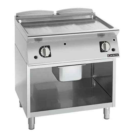Giorik FLG741GCRXT 700 Series 800mm Wide Smooth Satin Chrome On Open Base Gas Frytop