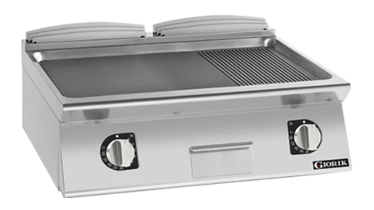 Giorik FME741TFT 700 Series 800mm Wide 1/3 Ribbed 2/3 Smooth Mild Steel Plate Countertop Electric Frytop