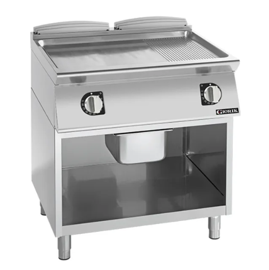 Giorik FME941GCRXT 900 Series 800mm Wide On Open Base 1/3 Ribbed 2/3 Smooth Satin Chrome Electric Frytop