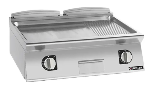 Giorik FME941TCRXT 900 Series 800mm Wide Countertop 1/3 Ribbed 2/3 Smooth/Ribbed Satin Chrome Plate Electric Frytop