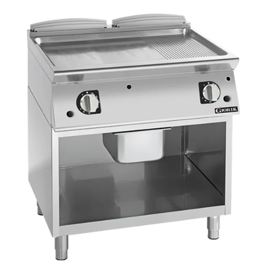 Giorik FMG941GCRXT 900 Series 800mm Wide On Open Base 1/3 Ribbed 2/3 Smooth Satin Chrome Plate Gas Frytop