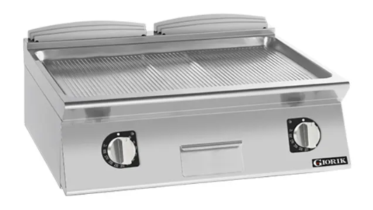 Giorik FRE741TCRXT 700 Series 800mm Wide Ribbed Satin Chrome Countertop Electric Frytop