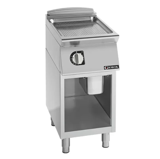 Giorik FRE92GCRXT 900 Series 400mm Wide On Open Base Ribbed Satin Chrome Electric Frytop