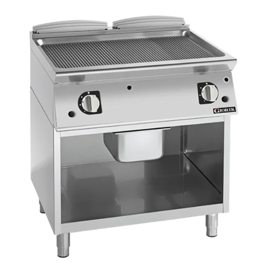 Giorik FRG741GFT 700 Series 800mm Wide Series Ribbed Mild Steel On Open Base Gas Frytop