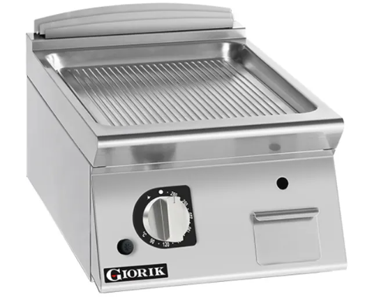 Giorik FRG92TCRXT 900 Series 400mm Wide Countertop Ribbed Satin Chrome Plate Gas Frytop