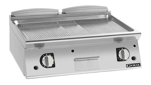 Giorik FRG941TCRXT 900 Series 800mm Wide Countertop Ribbed Satin Chrome Plate Gas Frytop
