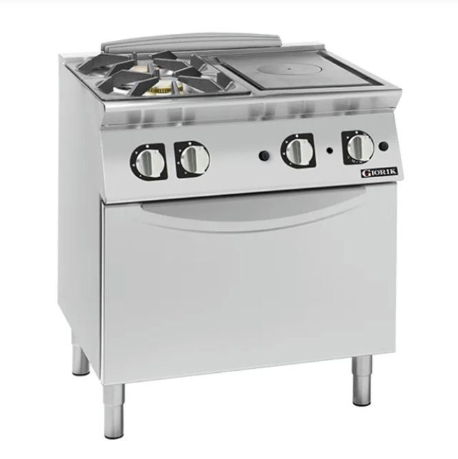 Giorik TG74FTLT 700 Series 800mm Wide Combination Solid Top and 2 Gas Burner on Standard Gas Oven