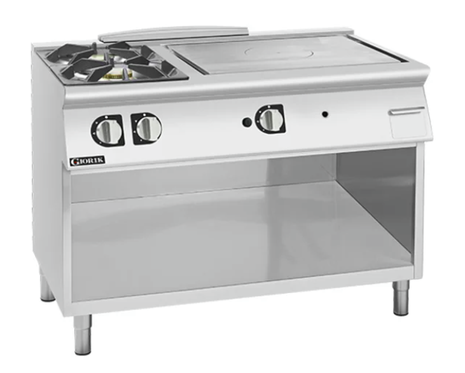 Giorik TG76GTLT 700 Series 1200mm Wide Combination Solid Top and Gas Burner On Open Base Ranges