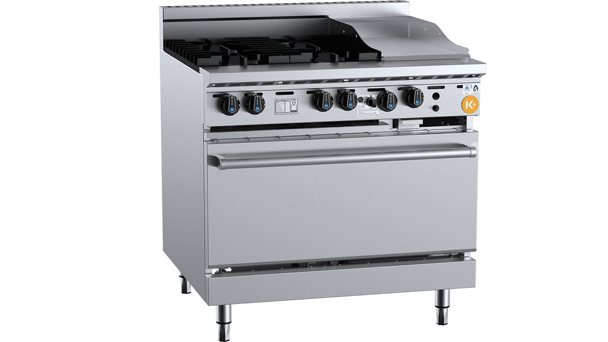 K+ Series KOV-SB4-GRP3 Combination Oven with Four Open Burners & 300mm Grill Plate