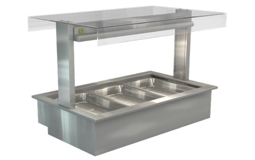 Cossiga LSBM3-FT | Bain Marie LSBM | Linear Series | Flat Top Sneeze Guard Glass | Bain Marie | Display Cabinet