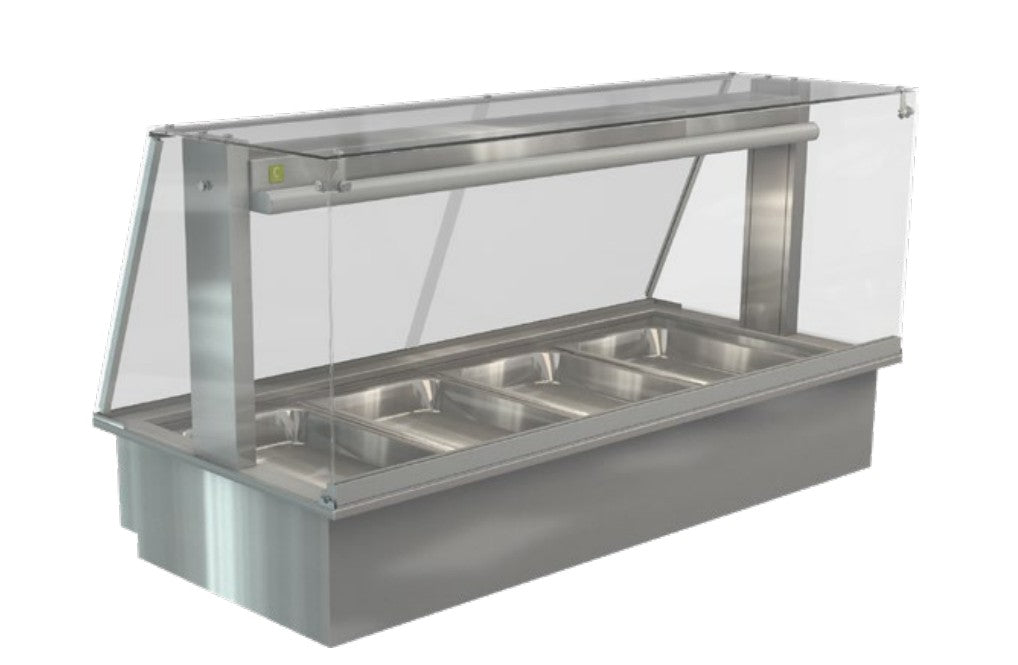 Cossiga LSBM4-FS | Bain Marie LSBM | Linear Series | Square Glass Assisted Service | With Acrylic Rear Doors | Bain Marie | Display Cabinet