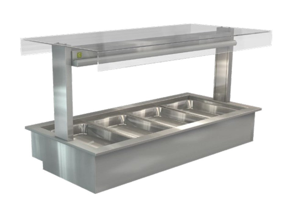 Cossiga LSBM4-FT | Bain Marie LSBM | Linear Series| Flat Top Sneeze Guard Glass | Bain Marie | Display Cabinet