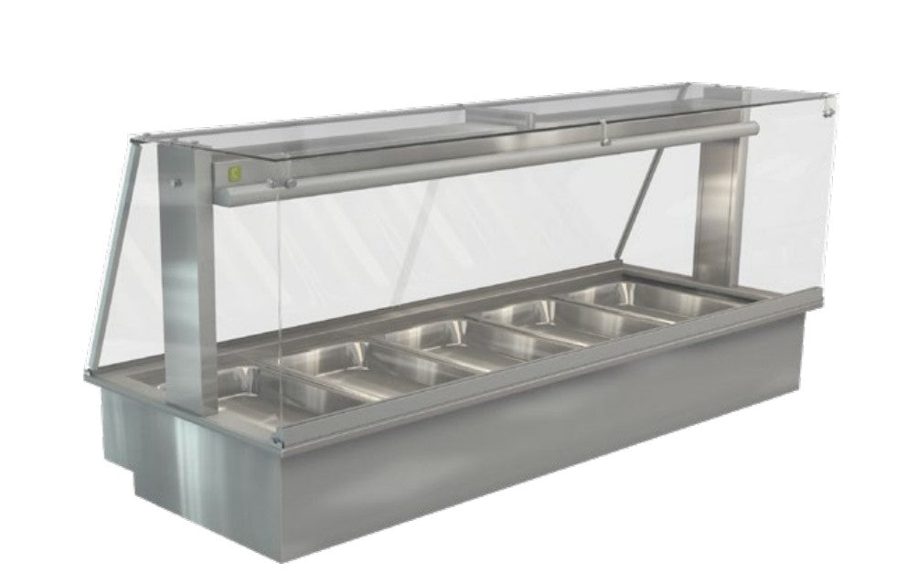 Cossiga LSBM5-FS | Bain Marie LSBM | Linear Series| Square Glass Assisted Service | With Acrylic Rear Doors | Bain Marie | Display Cabinet