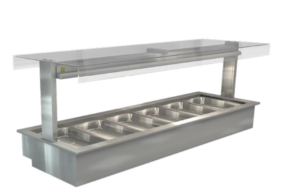 Cossiga LSBM6-FT | Bain Marie LSBM | Linear Series| Flat Top Sneeze Guard Glass | Bain Marie | Display Cabinet