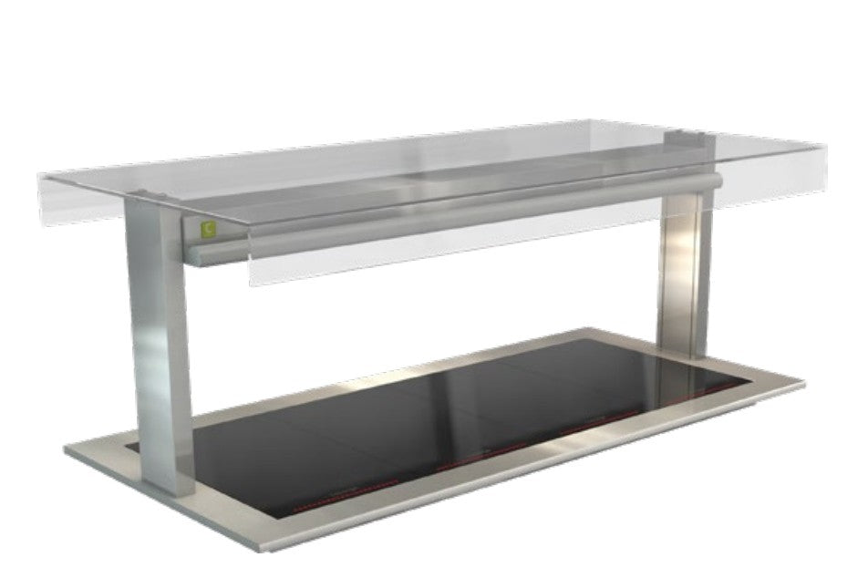 Cossiga LSCM4-FT | LS Ceramic | Heated Well | Ceramic Hotplate | Flat Top Sneeze Guard Glass | Heated Ceramic Glass