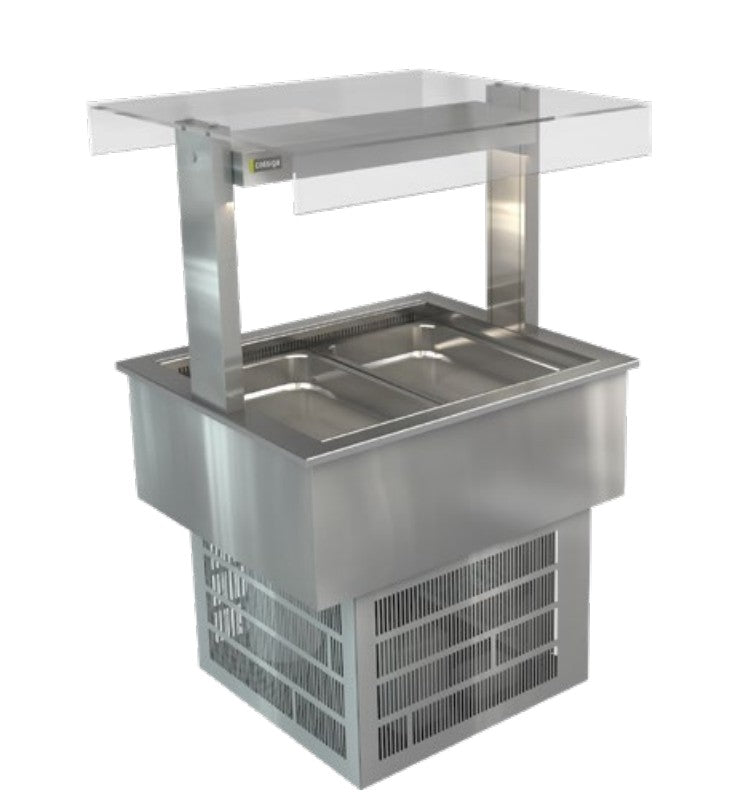 Cossiga LSRF2-FT | Linear LS | Refrigerated Well | Flat Top| Sneeze Guard Glass | Refrigerated Cold Well | Chilled Display Cabinet