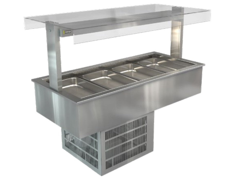 Cossiga LSRF4-FT | Linear LS | Refrigerated Well | Flat Top | Sneeze Guard Glass | Refrigerated Cold Well | Chilled Display Cabinet