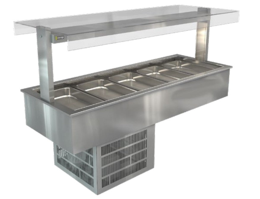 Cossiga LSRF5-FT | Linear LS | Refrigerated Well | Flat Top| Sneeze Guard Glass | Refrigerated Cold Well | Chilled Display Cabinet