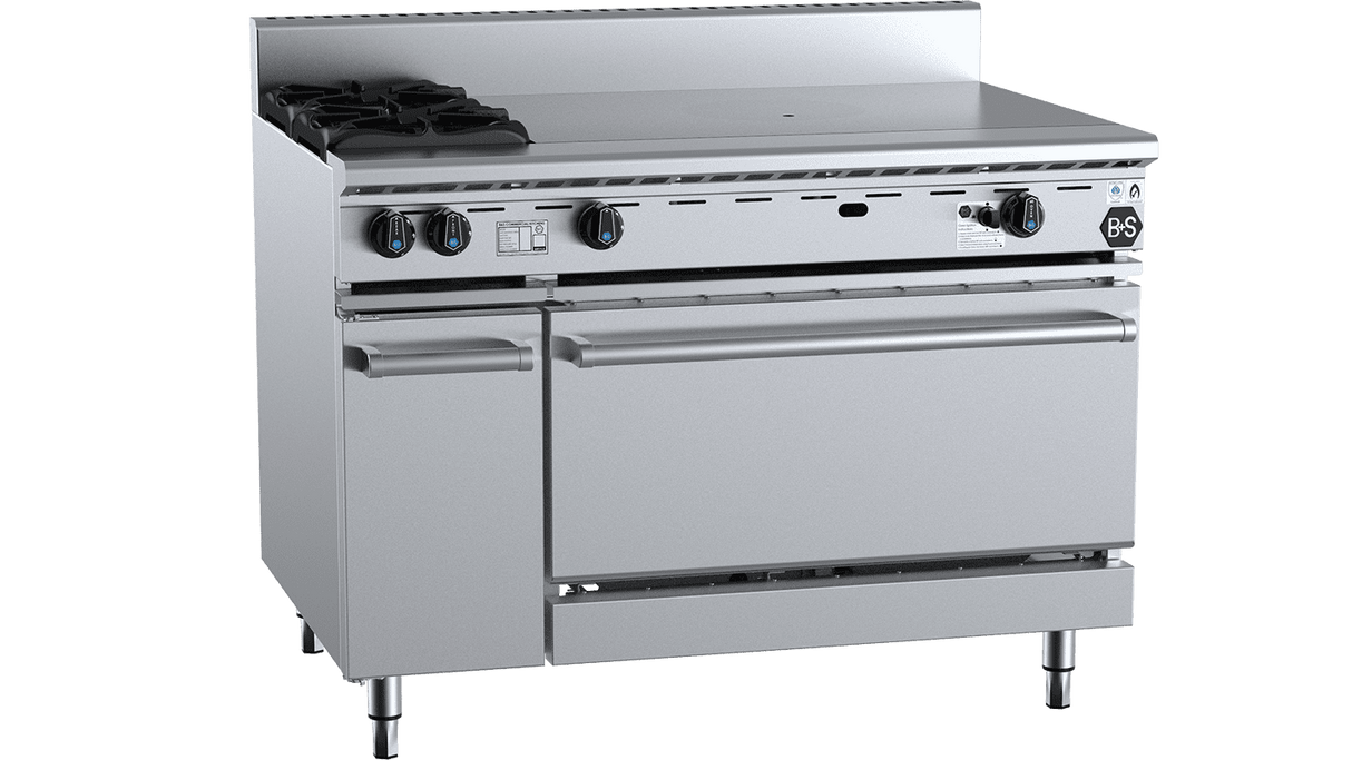 OV-SB2-TT9 - B+S Black Series OV-SB2-TT9 Oven with Two Open Burners & 900