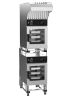 Giorik KNMEST.11.0606.SF.H Mini Touch 6 on 6 x 1/1 GN Electric Combi Oven with Recirculating Ventless Hood and Standard Filter Stacked Combi Oven