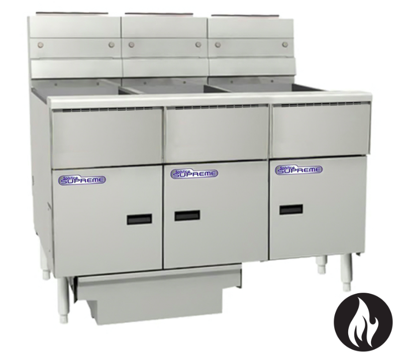 Pitco SSH55-3/FD | Solstice Supreme Fryer | Filter Drawer | Gas Fryer | 3 Bank Fryer