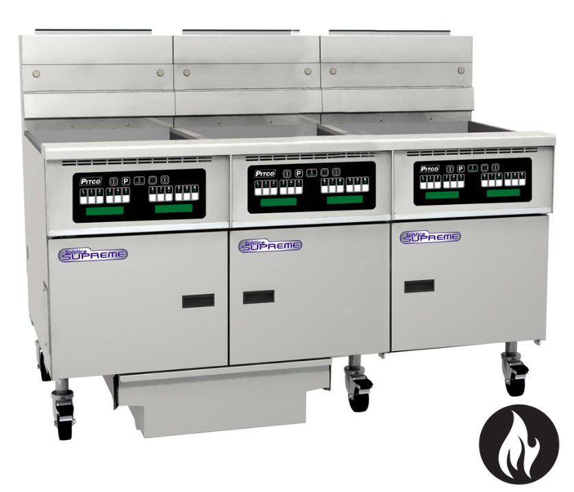 Pitco SSH75C-3/FD | Solstice Supreme Fryer | Filter Drawer | Gas Fryer | 3 Bank Fryer
