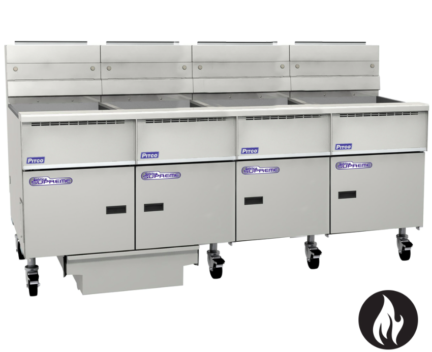 Pitco SSH75-4/FD | Solstice Supreme Fryer | Filter Drawer | Gas Fryer | 4 Bank Fryer