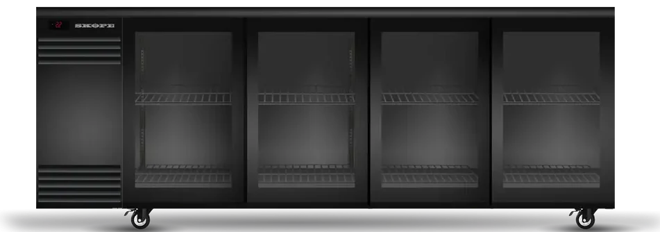 Skope BB.4.GSL | BackBar | 4 Glass Sliding Door| Fridge | Display Fridge | Commercial Under Bench Fridge