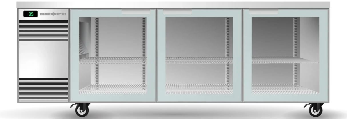 Skope CL.3.GSW-SS | BackBar | 3 Glass Swing Door | Fridge | Under bench Fridge | Commercial Under Bench Fridge