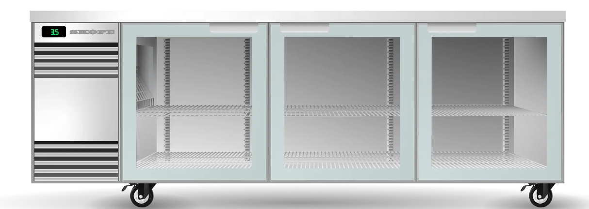 Skope CL.3.GSW.r-SS | Remote | BackBar | 3 Glass Swing Door | Fridge | Under bench Fridge | Commercial Under Bench Fridge