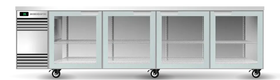 Skope CL.4.GSW.T-SS | Tropical|BackBar | 4 Glass Door | Swing Door | CounterLine | UnderBench Fridge | Commercial Display Fridge