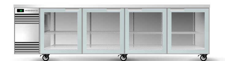 Skope CL.4.GSW.r-SS | Remote BackBar | 4 Glass Door | Swing Door | CounterLine | UnderBench Fridge | Commercial Display Fridge