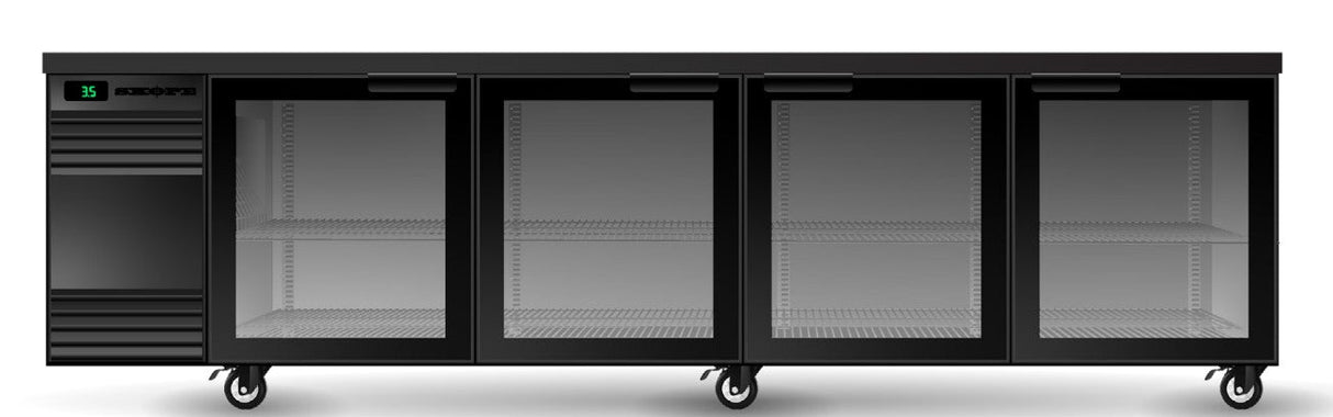 Skope CL.4.GSW.r | Remote BackBar | 4 Glass Door | Swing Door | CounterLine | UnderBench Fridge | Commercial Display Fridge