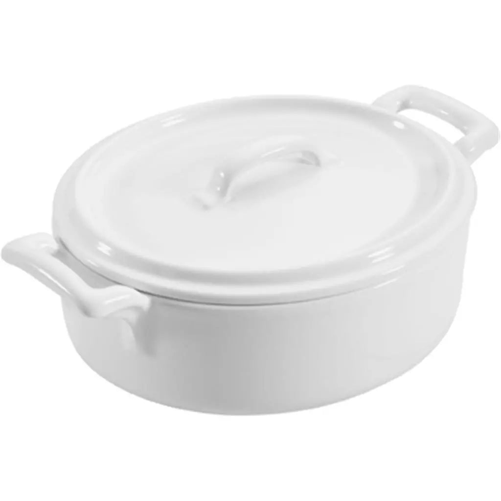 VITROCERAM CASSEROLE ROUND WITH LID 750ml WHITE (Sold in sets of 12)