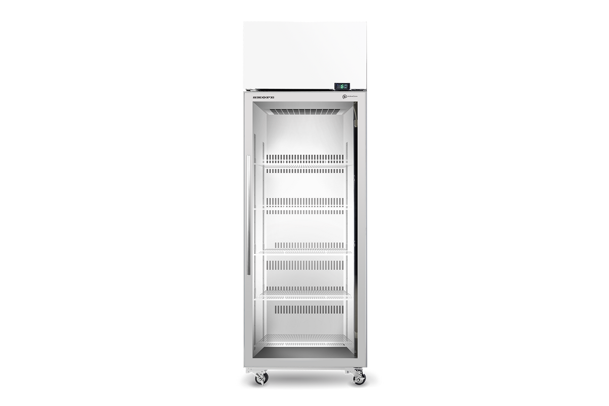 Skope ActiveCore Top Mount 1 Glass Door Upright Fridge 558L