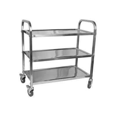 Sunnex Extra Heavy Duty Stainless Steel 3-Shelf Serving Trolley | Premium Commercial Utility Cart