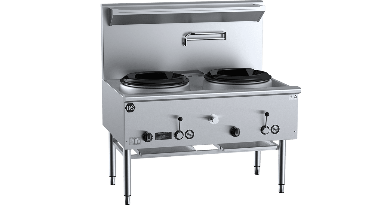 B+S Black Series UFWWD-2 Two Hole Deluxe Waterless Wok Table