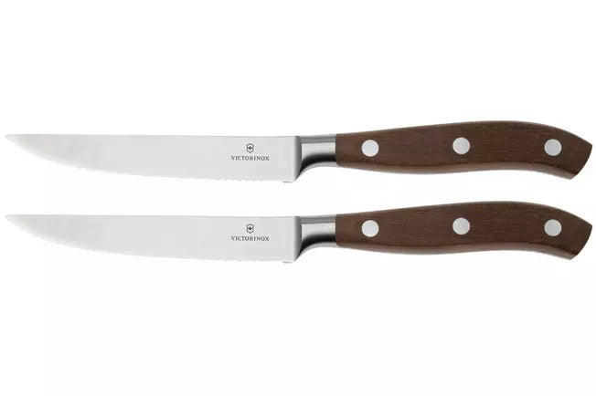Steak Knife 2 Piece Set, Wavy Edge 15cm - Wood