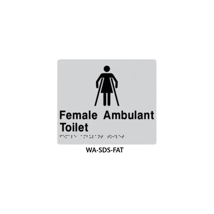WA-SDS-FAT - 3monkeez WA-SDS-FAT Braille Sign Female Ambulant Toilet (Sil