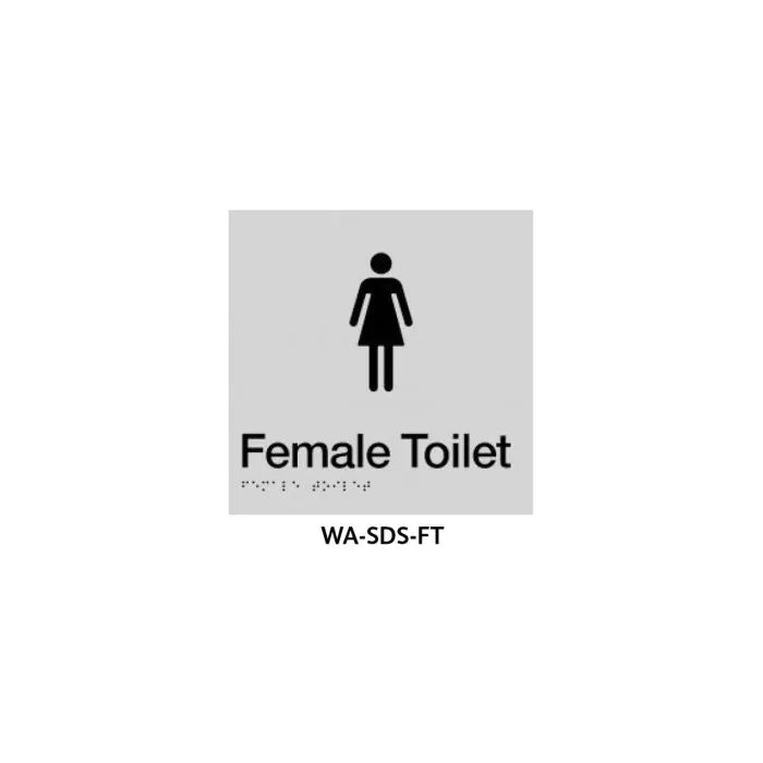 WA-SDS-FT - 3monkeez WA-SDS-FT Braille Sign Female Toilet (Silver)