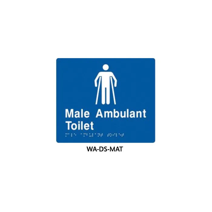 WA-DS-MAT - 3monkeez WA-DS-MAT Braille Sign Male Ambulant Toilet (Blue)