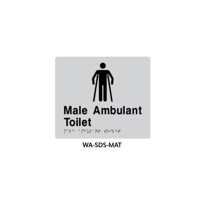 WA-SDS-MAT - 3monkeez WA-SDS-MAT Braille Sign Male Ambulant Toilet (Silve