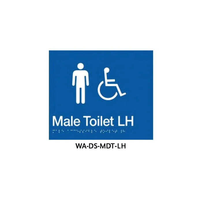 WA-DS-MDT-LH - 3monkeez WA-DS-MDT-LH Braille Sign Male Disabled Toilet Left