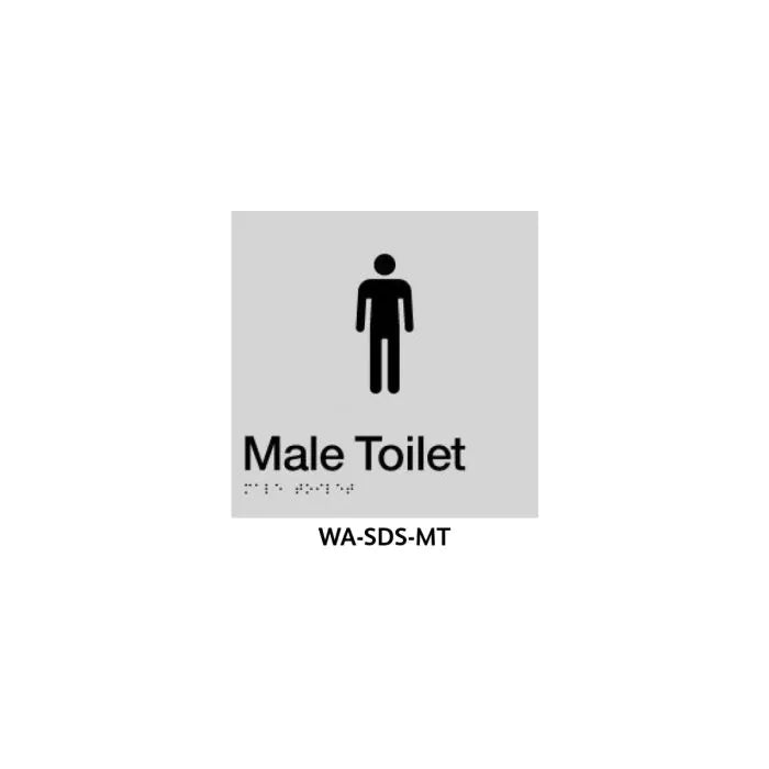 WA-SDS-MT - 3monkeez WA-SDS-MT Braille Sign Male Toilet (Silver)