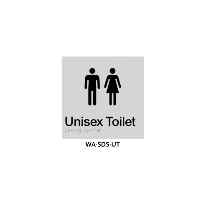 WA-SDS-UT - 3monkeez WA-SDS-UT Braille Sign Unisex Toilet (Silver)
