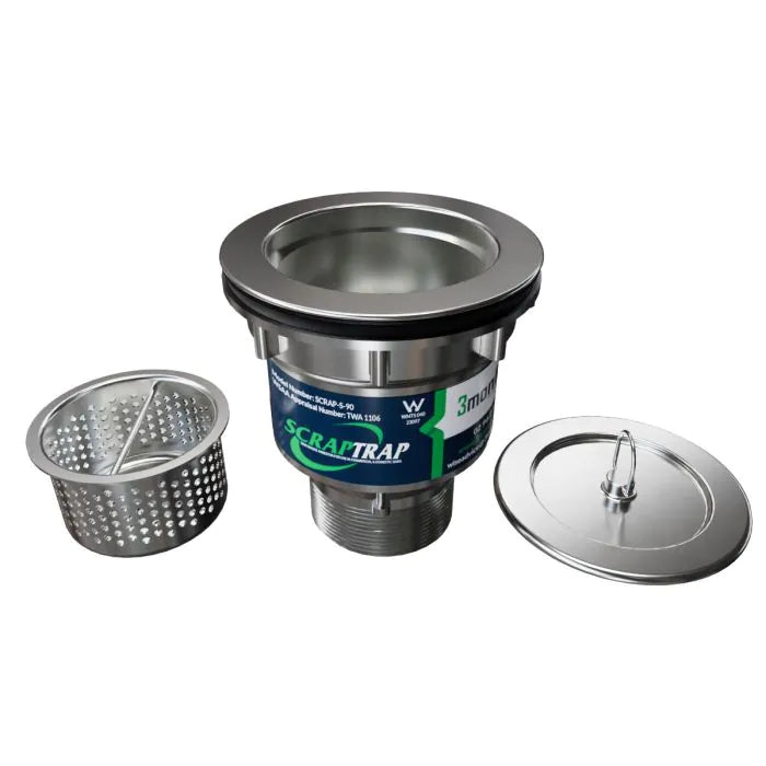 3monkeez SCRAP-S-90-316 Cast Stainless Sink Waste Arrestor (90mm) I 316 Grade Stainless Steel